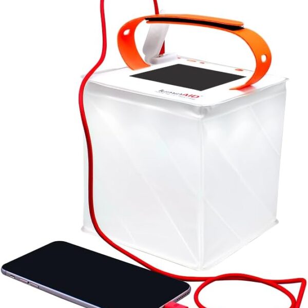 LuminAID Max Quick Inflate 2-in-1 Solar Camping Lantern and Phone Charger - Rechargeable LED Lamp for Camping. Hiking & Travel - Waterproof Emergency Light for Power Outages. Hurricane. Survival Kits