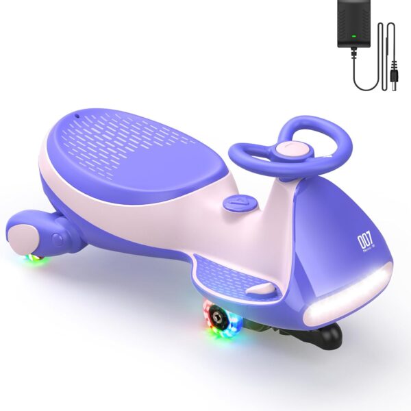 FanttikRide 6V N7 Classic Electric Wiggle Car with Pedal. Rechargeable Battery. CyberWiggle. 2 in 1 Swing Car. 2 Speed. Anti-Rollover. Flashing Wheels. Bluetooth. for Ages 3 and Up. 150 Lbs. Pink