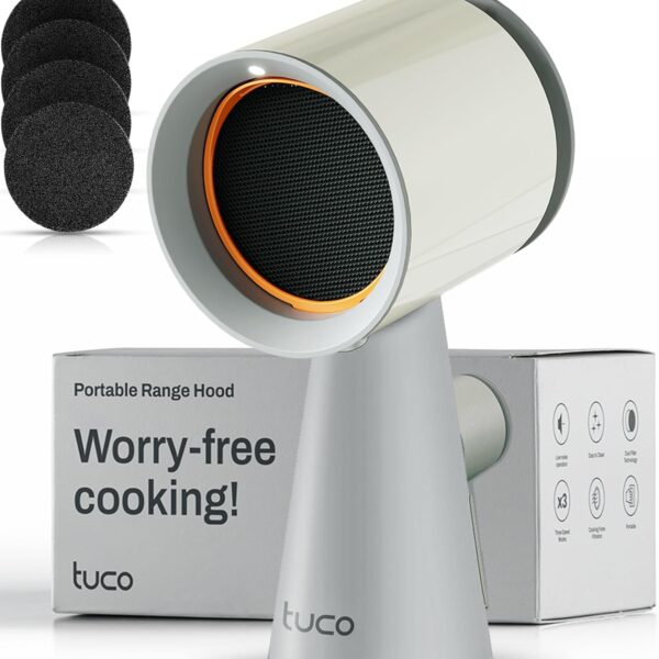TUCO Portable Range Hood. Desktop Kitchen Exhaust Fan with 3 Speeds. Triple Filter Polymer. Aluminum & Carbon. Low Noise. Oil Collection Cup. Smoke Air Purifier for Indoor BBQ. Hot Pot and RV Kitchens